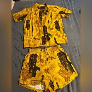 Vintage men’s tiki button down and shorts Reef Hawaii